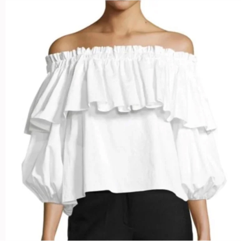 Alexis Barbie Top white off shoulder ruffle blouse 🤍🤍